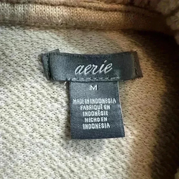 AERIE CARDIGAN SWEATER OATMEAL TAN RIDGE COLLAR OPEN STYLE COMFY  SIZE MEDIUM - Picture 6 of 9